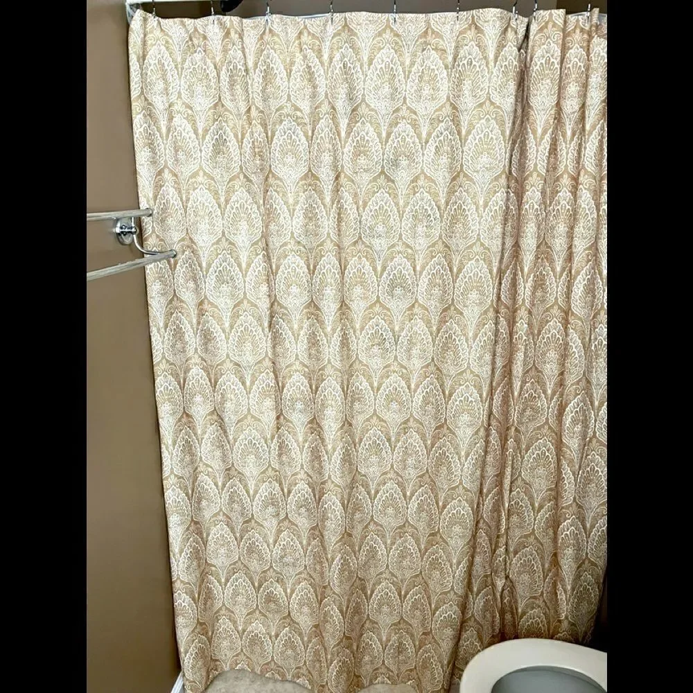 Mustard and Cream Floral Abstract Shower Curtain 72” by 72”